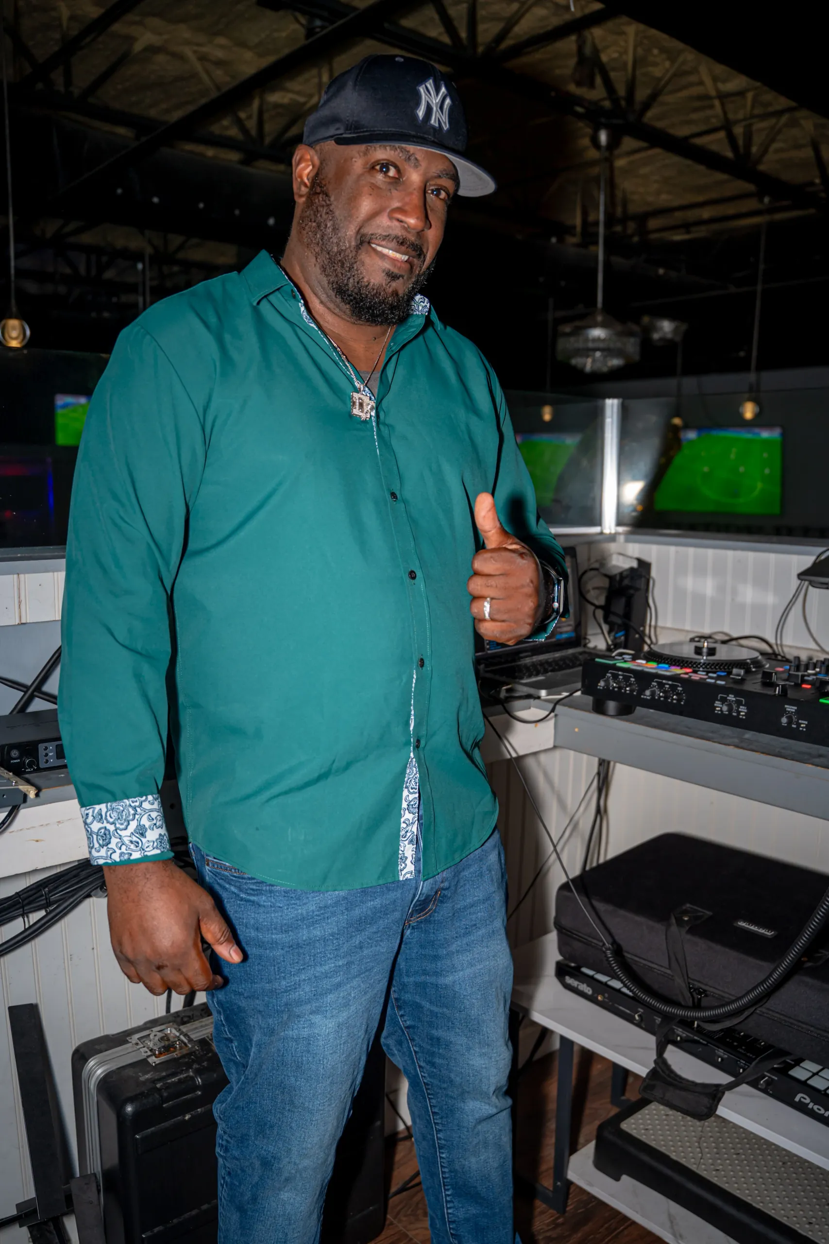 The resident DJ behind the decks in the Jewlz DJ booth